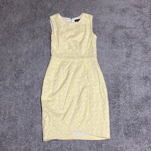 The Limited Yellow Geometric Embroidered Cocktail Dress Size 0